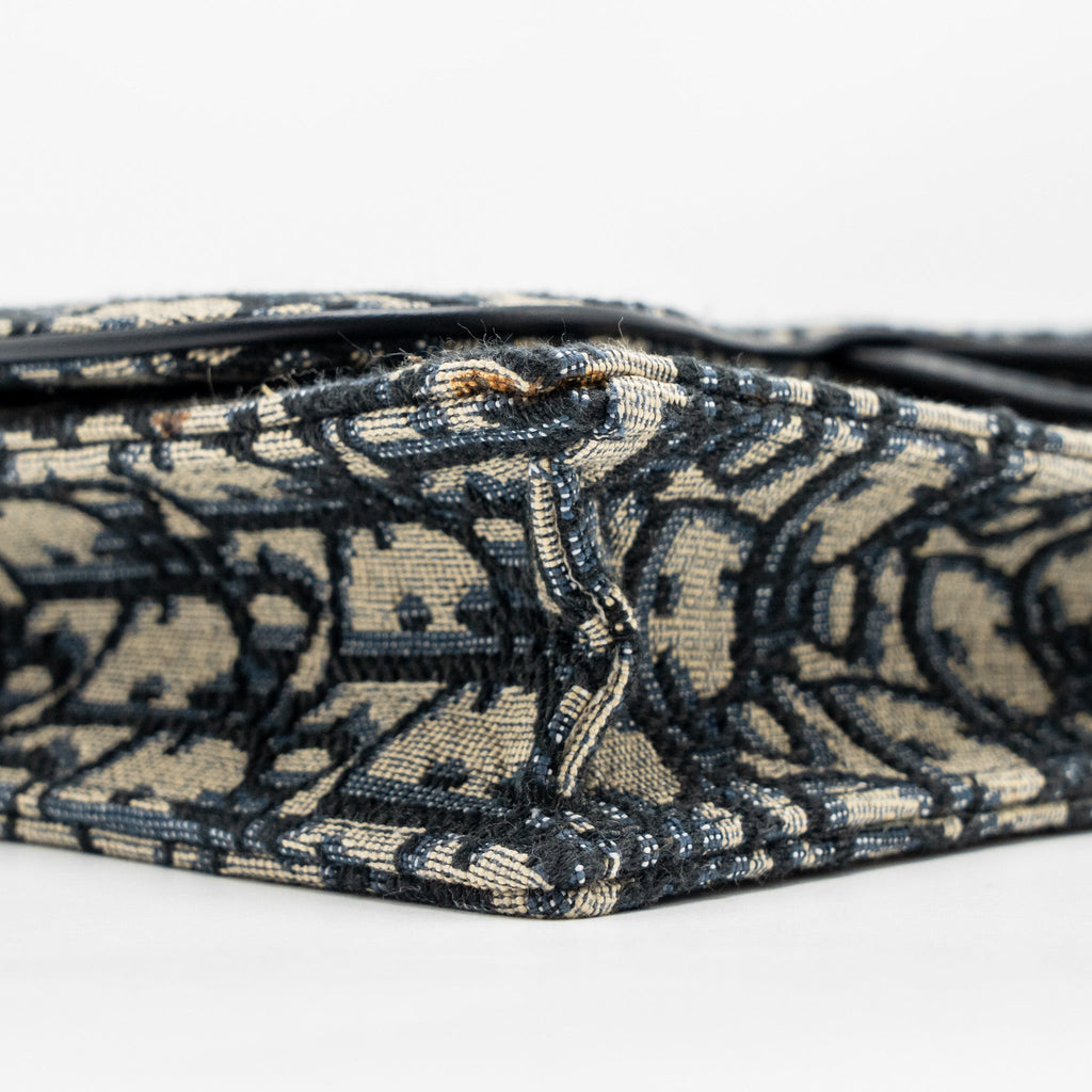 DIOR SADDLE POUCH DIOR OBLIQUE CANVAS BLUE GHW
