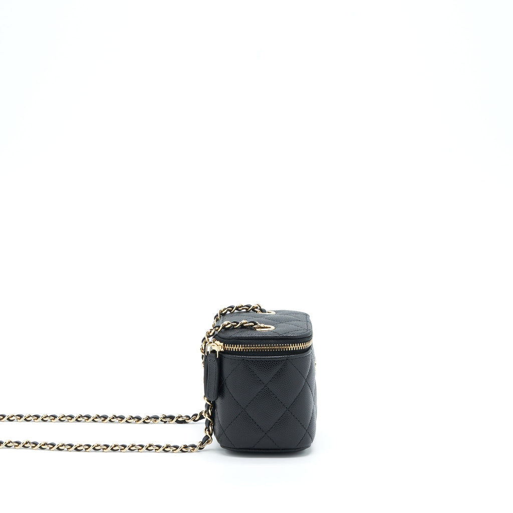 CHANEL MINI VANITY CASE CAVIAR BLACK LGHW