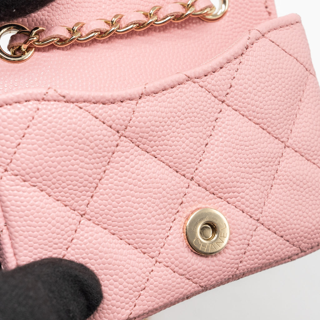 CHANEL MINI FLAP BELT BAG CAVIAR PINK LGHW