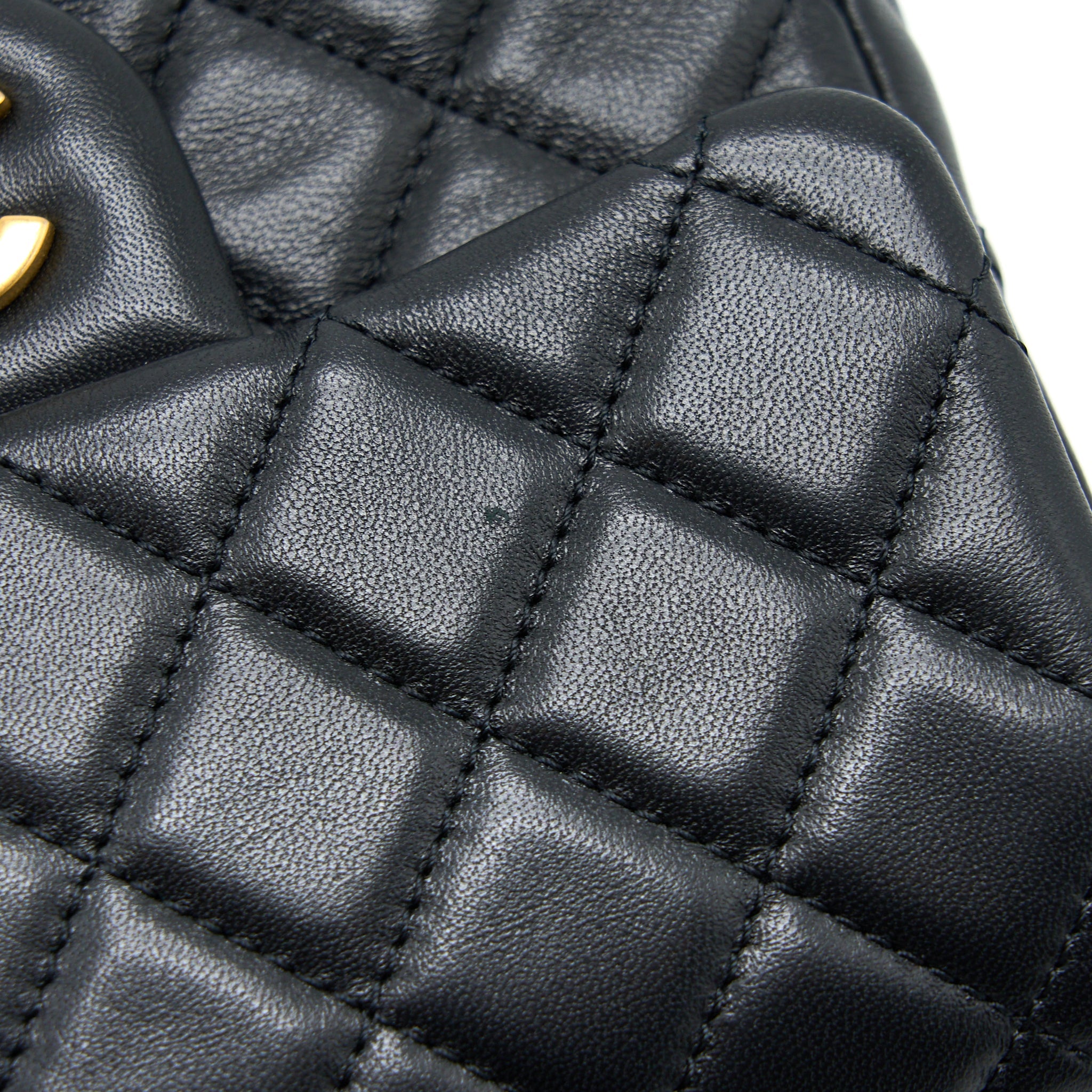 CHANEL PEARL CRUSH MINI SQUARE LAMBSKIN BLACK BRUSHED GHW (MICROCHIP)