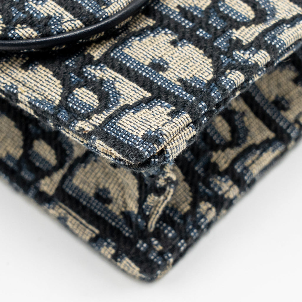 DIOR SADDLE POUCH DIOR OBLIQUE CANVAS BLUE GHW
