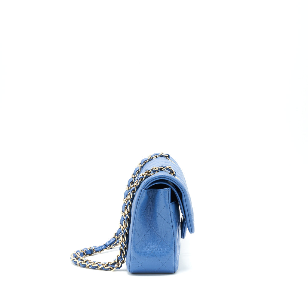 CHANEL SMALL CLASSIC DOUBLE FLAP CAVIAR BLUE LGHW