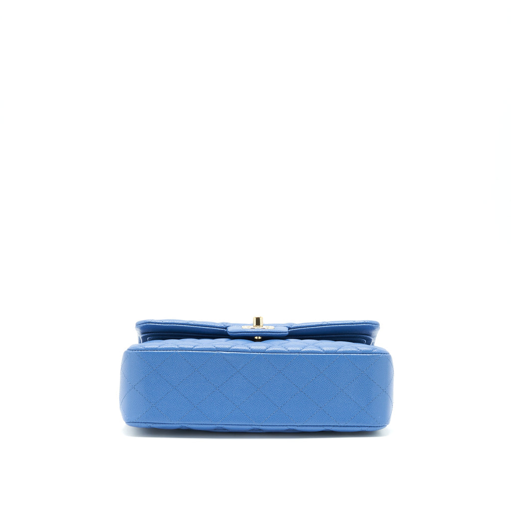 CHANEL SMALL CLASSIC DOUBLE FLAP CAVIAR BLUE LGHW
