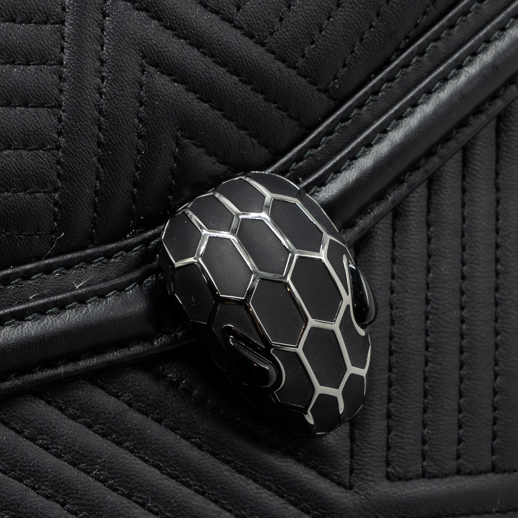 BVLGARI SERPENTI FOREVER FLAP BAG CALFSKIN BLACK RUTHENIUM HARDWARE