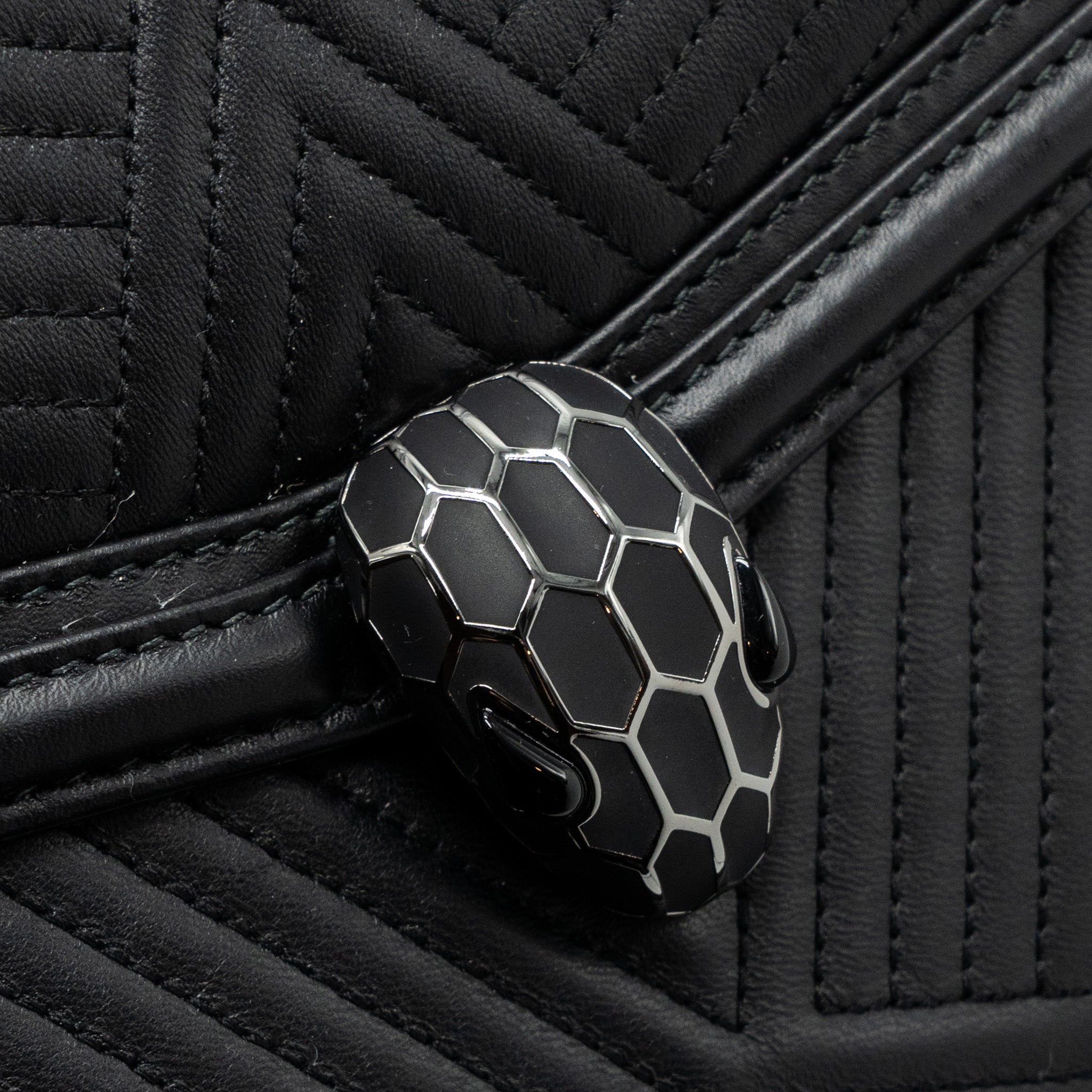 BVLGARI SERPENTI FOREVER FLAP BAG CALFSKIN BLACK RUTHENIUM HARDWARE