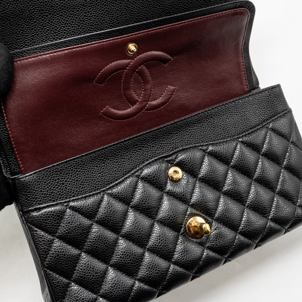 CHANEL MEDIUM CLASSIC DOUBLE FLAP BAG CAVIAR BLACK GHW