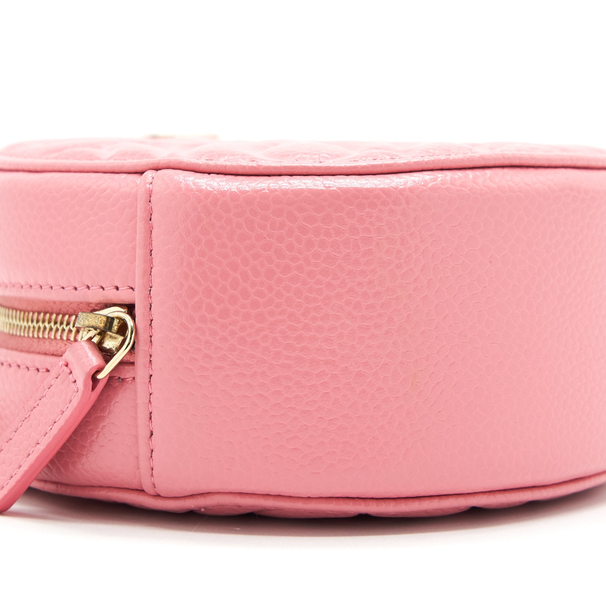 CHANEL CAMELLIA ROUND CLUTCH WITH CHAIN PINK LGHW