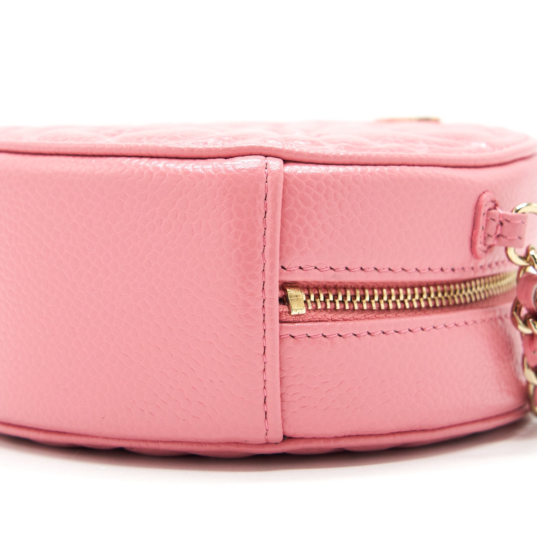 CHANEL CAMELLIA ROUND CLUTCH WITH CHAIN PINK LGHW