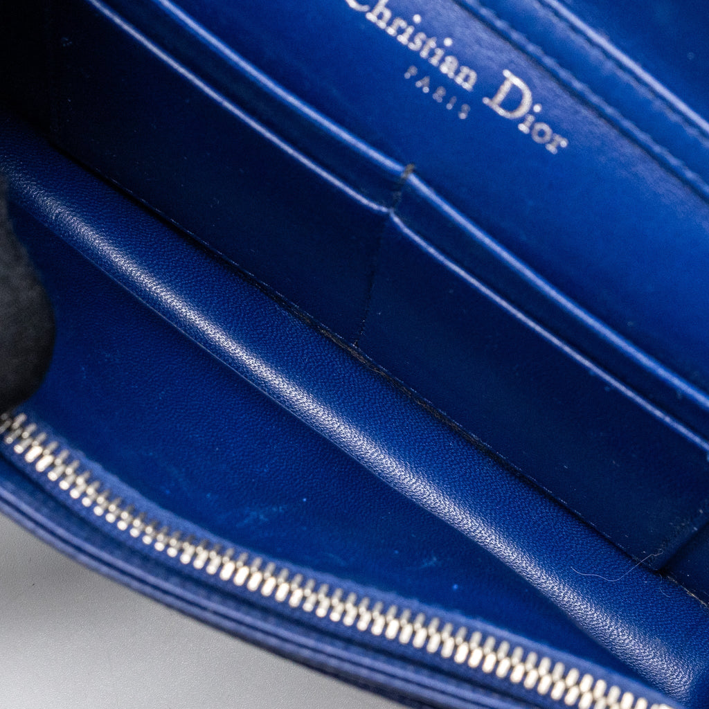 DIOR DIORAMA WALLET ON CHAIN LEATHER BLUE SHW