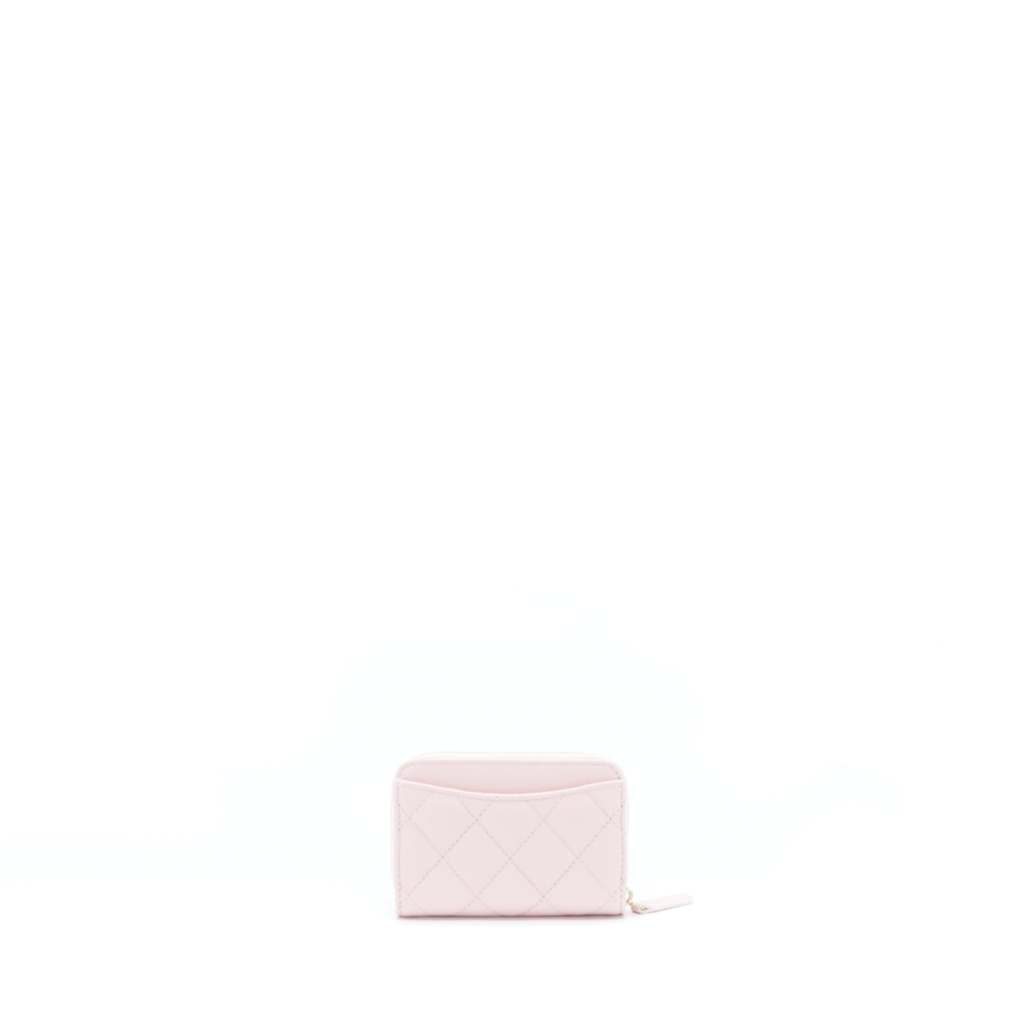 CHANEL ZIP CARD HOLDER CAVIAR LIGHT PINK LGHW