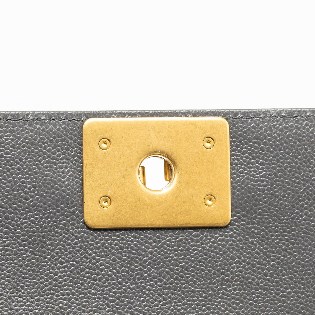 CHANEL SMALL BOY BAG CAVIAR DARK GREY GHW (MICROCHIP)