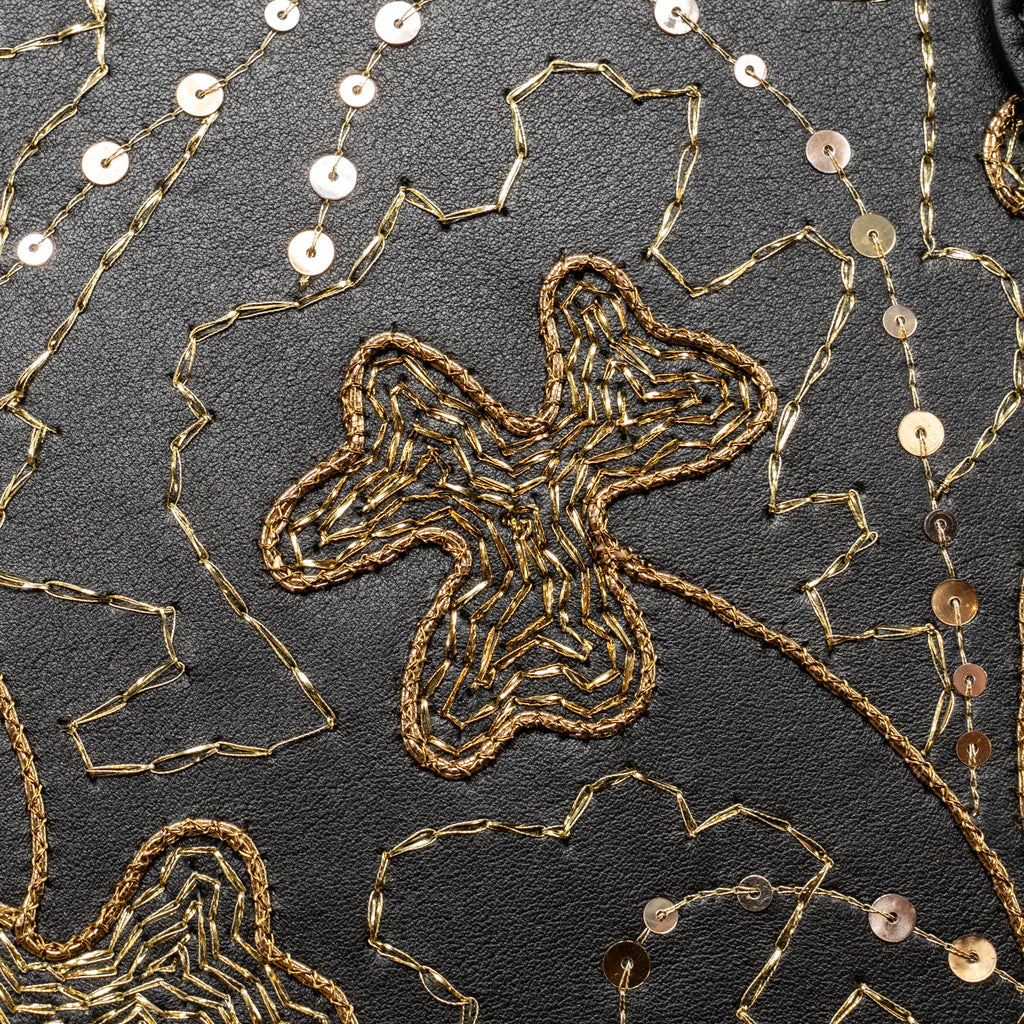 DIOR MEDIUM LADY DIOR EMBROIDERED FLORAL LIMITED EDITION LEATHER BLACK/GOLD GHW