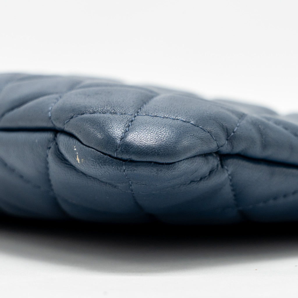 CHANEL CLASSIC QUILTED LARGE CLUTCH BAG LAMBSKIN NAVY SHW