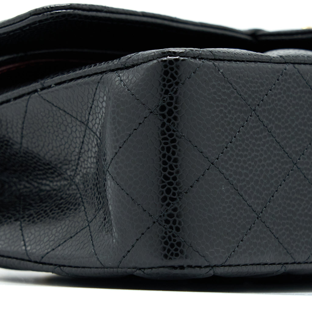 CHANEL MEDIUM CLASSIC DOUBLE FLAP BAG CAVIAR BLACK GHW (MICROCHIP)