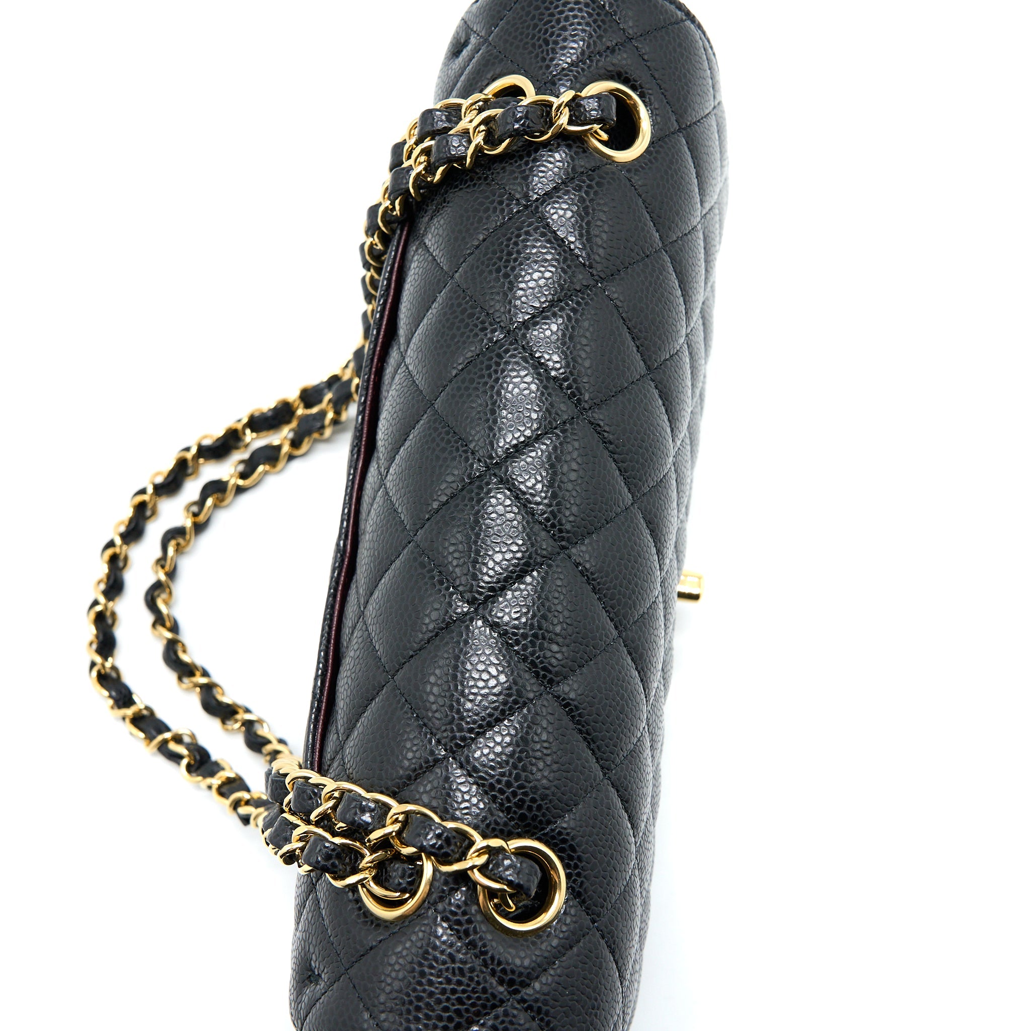 CHANEL MEDIUM CLASSIC DOUBLE FLAP BAG CAVIAR BLACK GHW (MICROCHIP)