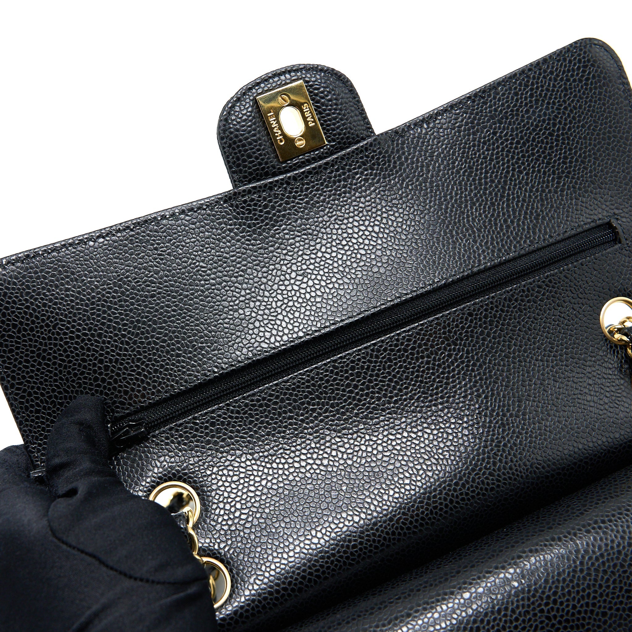 CHANEL MEDIUM CLASSIC DOUBLE FLAP BAG CAVIAR BLACK GHW (MICROCHIP)