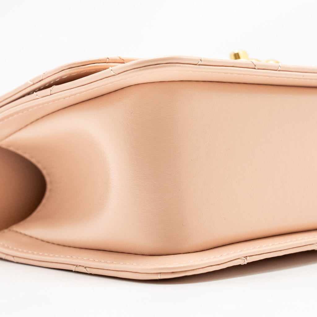 CHANEL GOLD CRUSH MINI FLAP BAG CALFSKIN LIGHT PINK GHW (MICROCHIP)