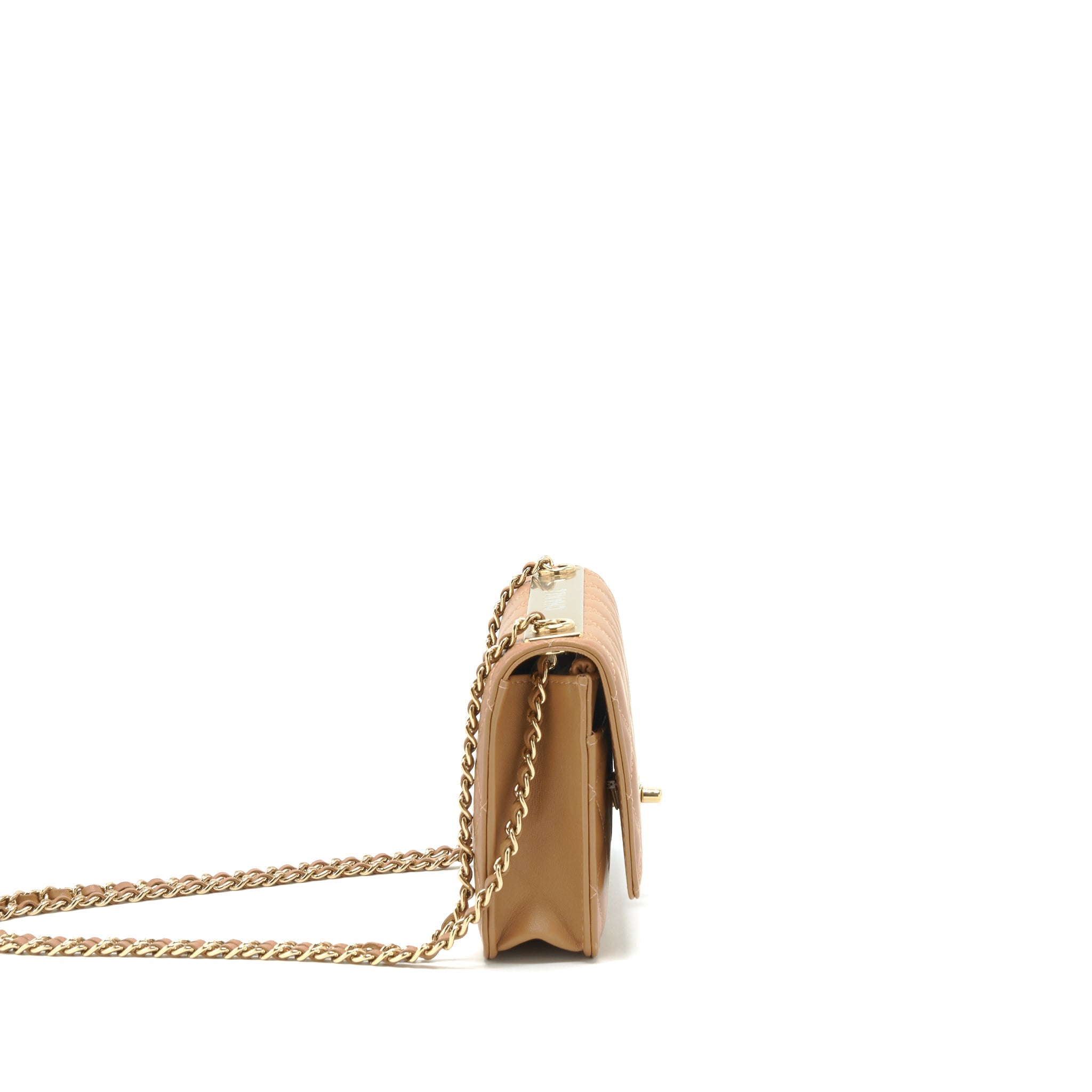 CHANEL TRENDY CC WALLET ON CHAIN LAMBSKIN DARK BEIGE LGHW