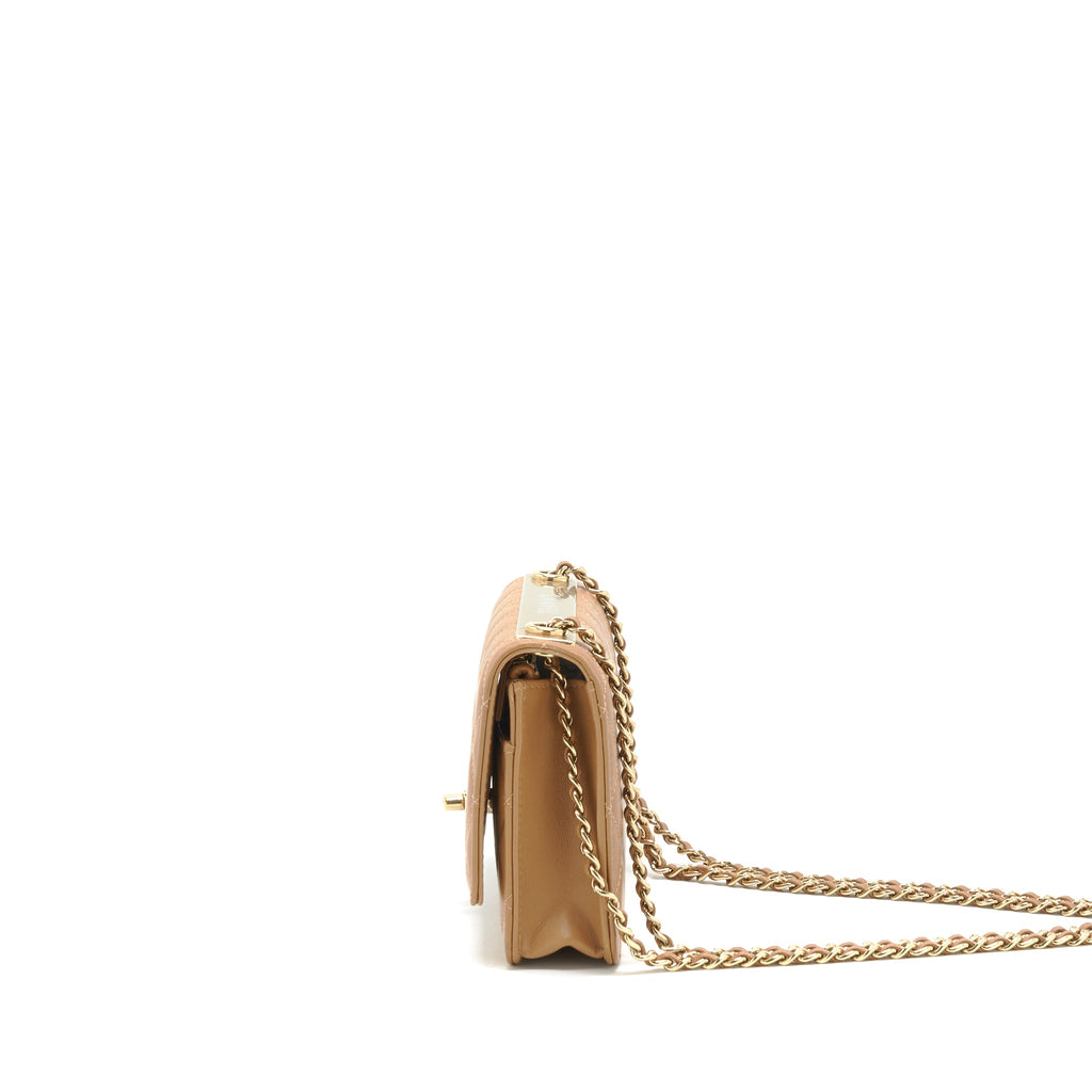 CHANEL TRENDY CC WALLET ON CHAIN LAMBSKIN DARK BEIGE LGHW
