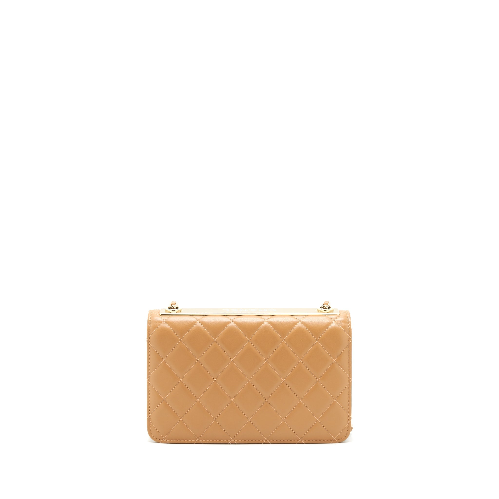 CHANEL TRENDY CC WALLET ON CHAIN LAMBSKIN DARK BEIGE LGHW