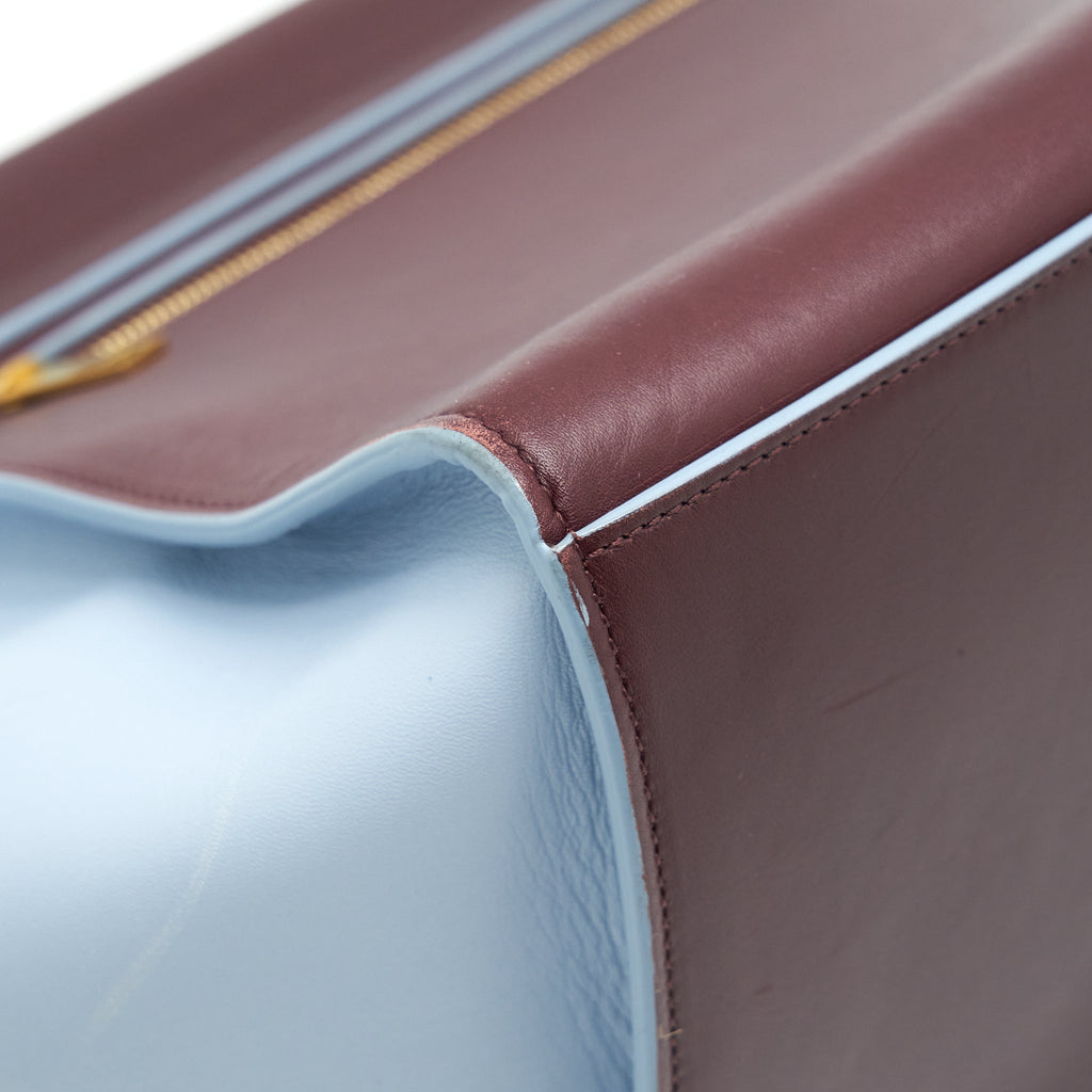 CELINE TRAPEZE BAG BURGUNDY / LIGHT BLUE GHW