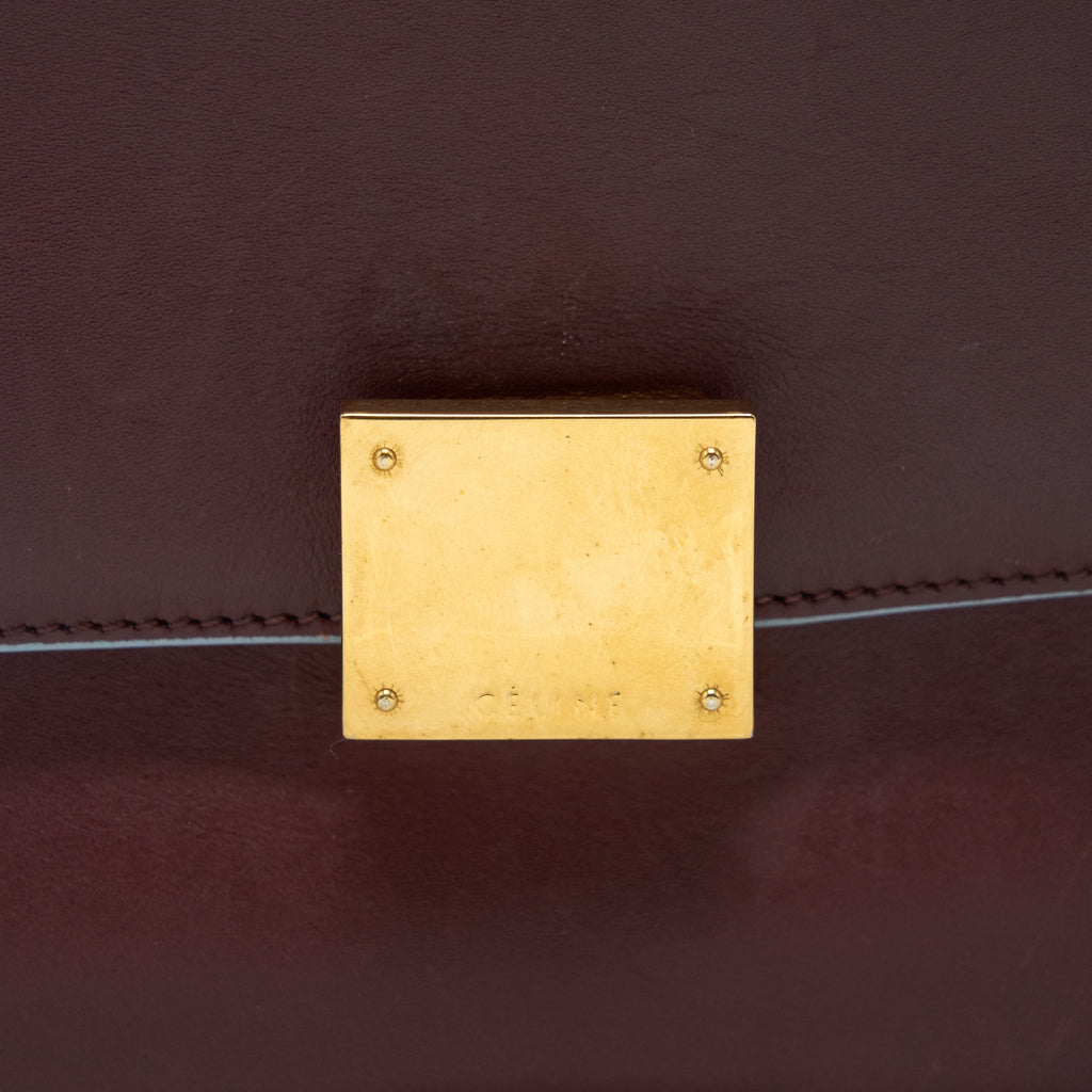 CELINE TRAPEZE BAG BURGUNDY / LIGHT BLUE GHW