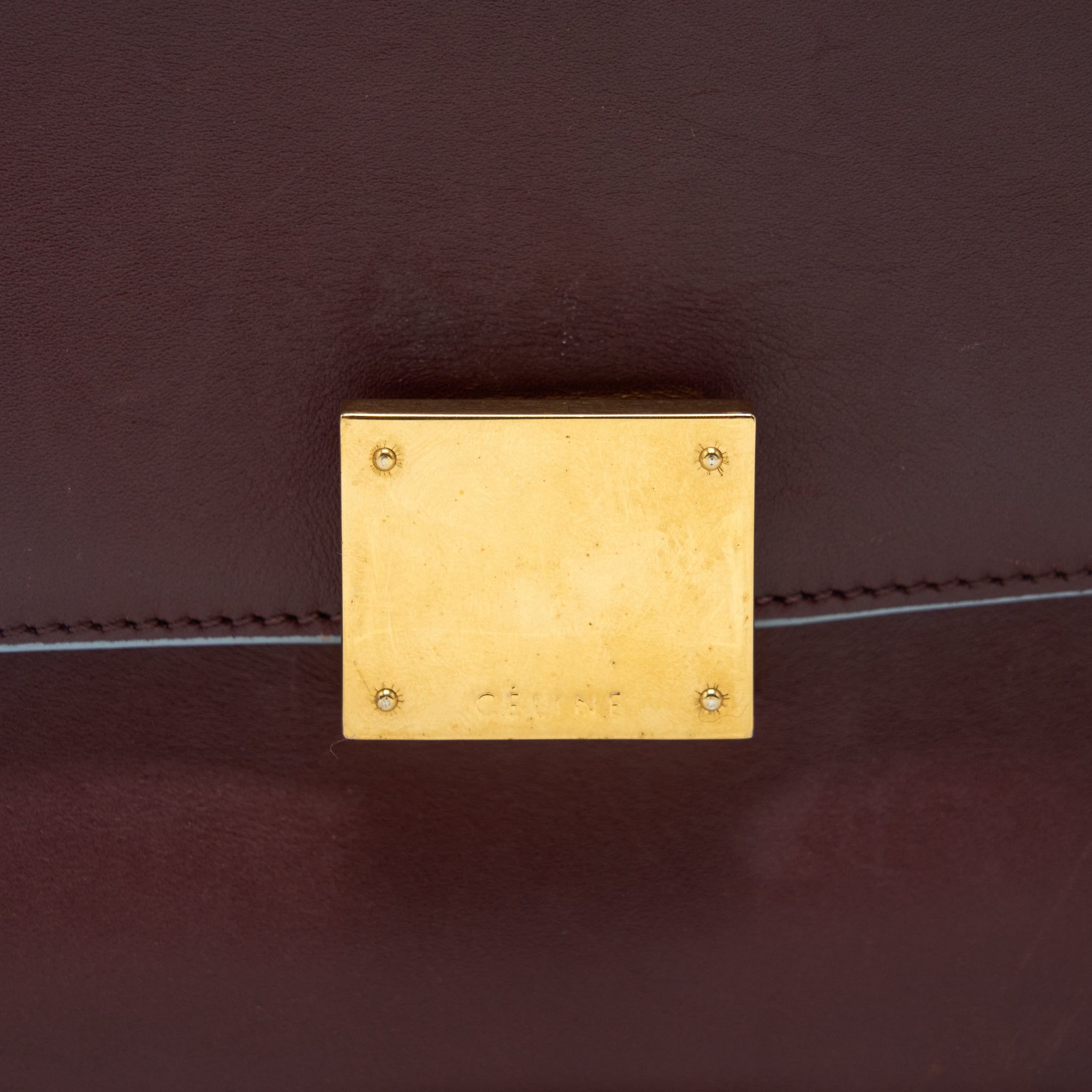 CELINE TRAPEZE BAG BURGUNDY / LIGHT BLUE GHW