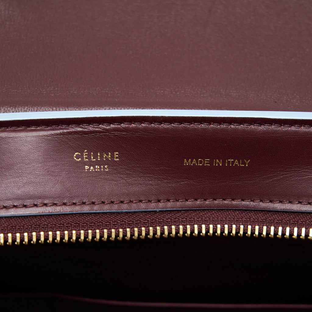 CELINE TRAPEZE BAG BURGUNDY / LIGHT BLUE GHW