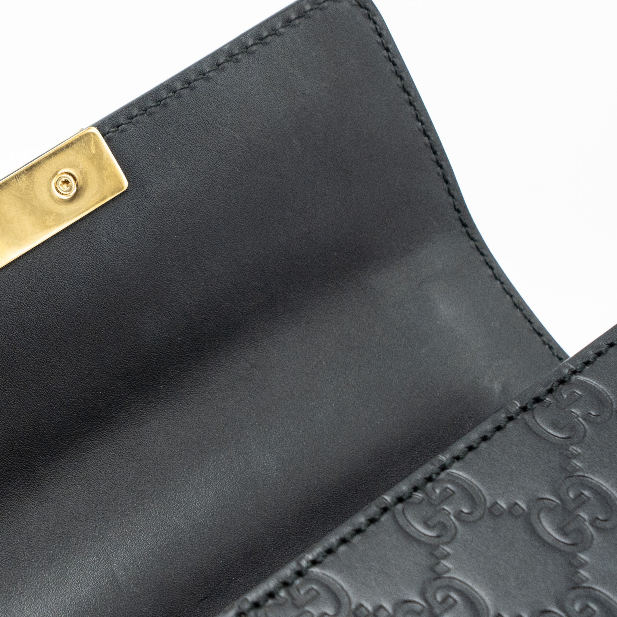 GUCCI PADLOCK CHAIN BAG CALFSKIN BLACK GHW
