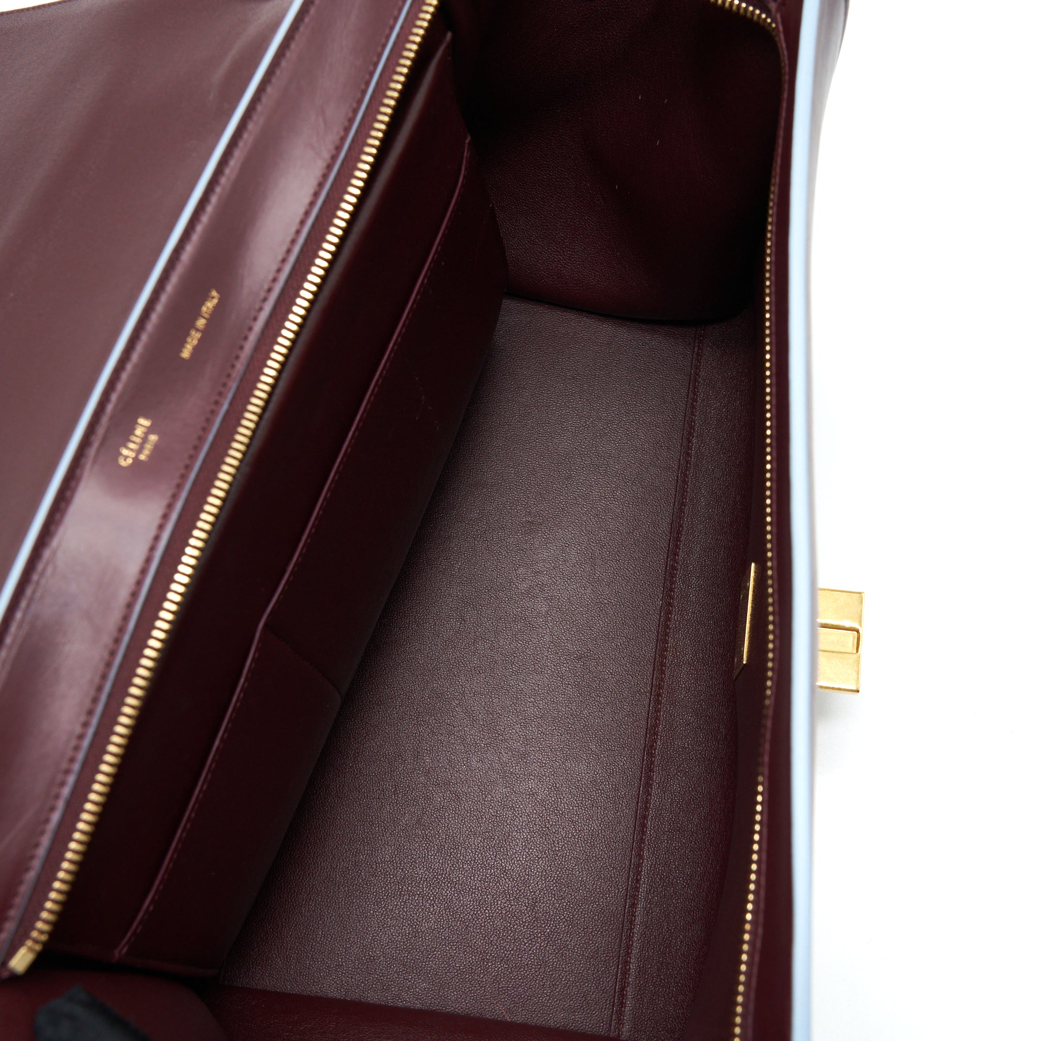 CELINE TRAPEZE BAG BURGUNDY / LIGHT BLUE GHW