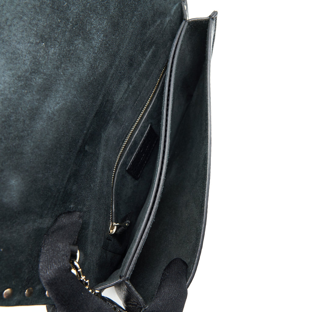 VALENTINO GARAVANI ROCKSTUD LEATHER CLUTCH BLACK