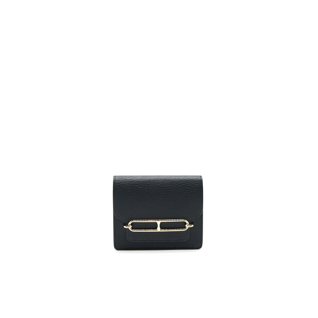 HERMES ROULIS SLIM WALLET EVERCOLOR BLACK GHW