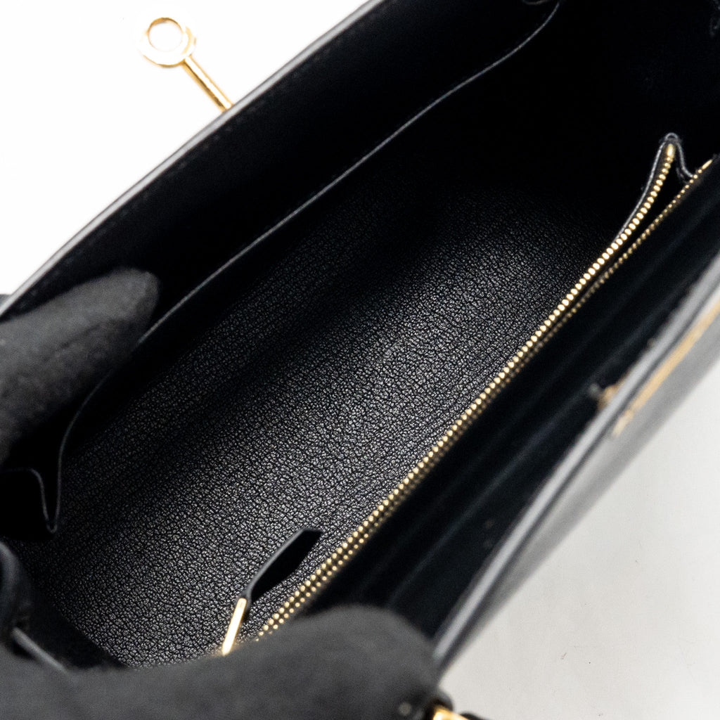 HERMES KELLY 25 BOX BLACK GHW