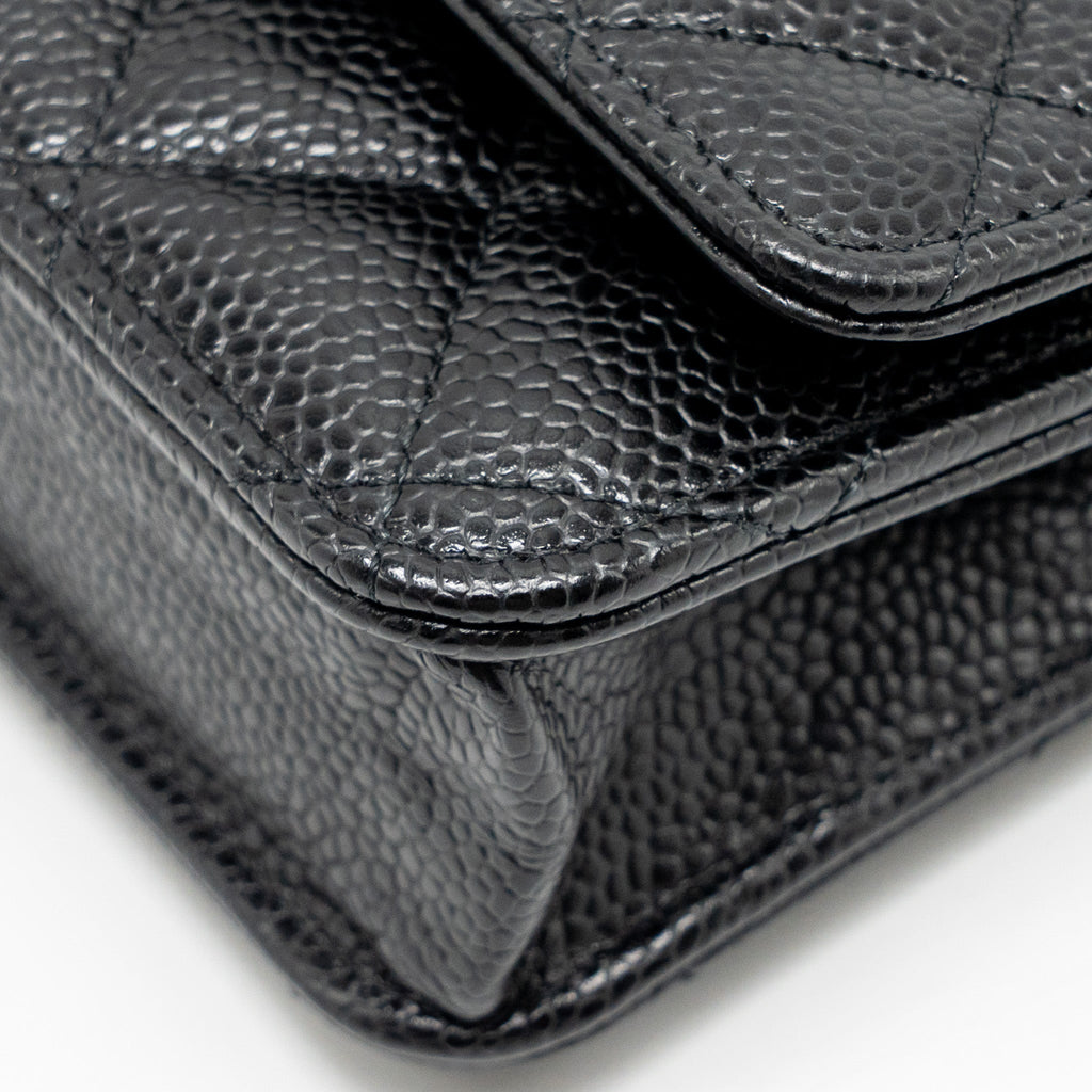 CHANEL CLASSIC WALLET ON CHAIN CAVIAR BLACK GHW