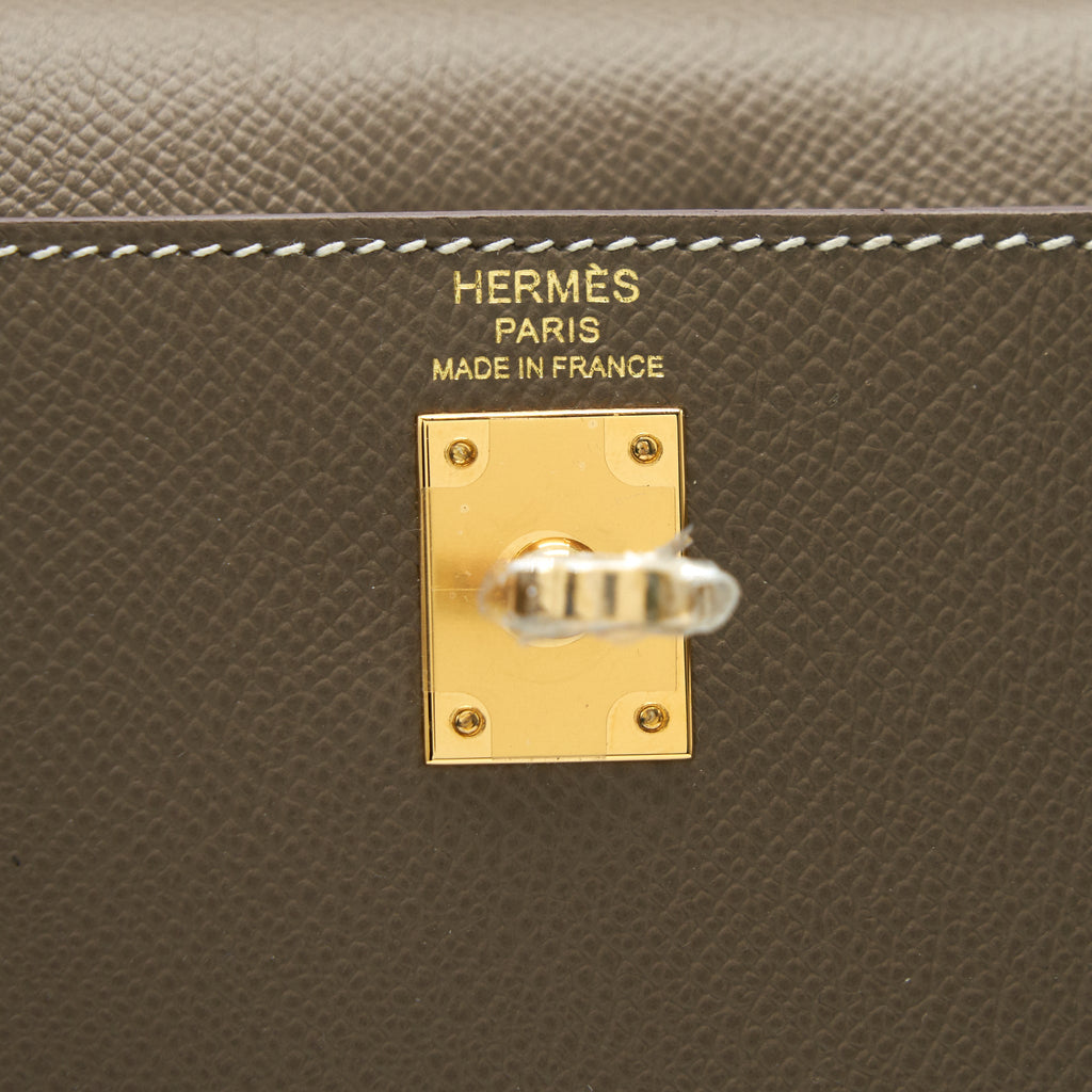 HERMES KELLY 25 SELLIER ETOUPE EPSOM LEATHER GHW