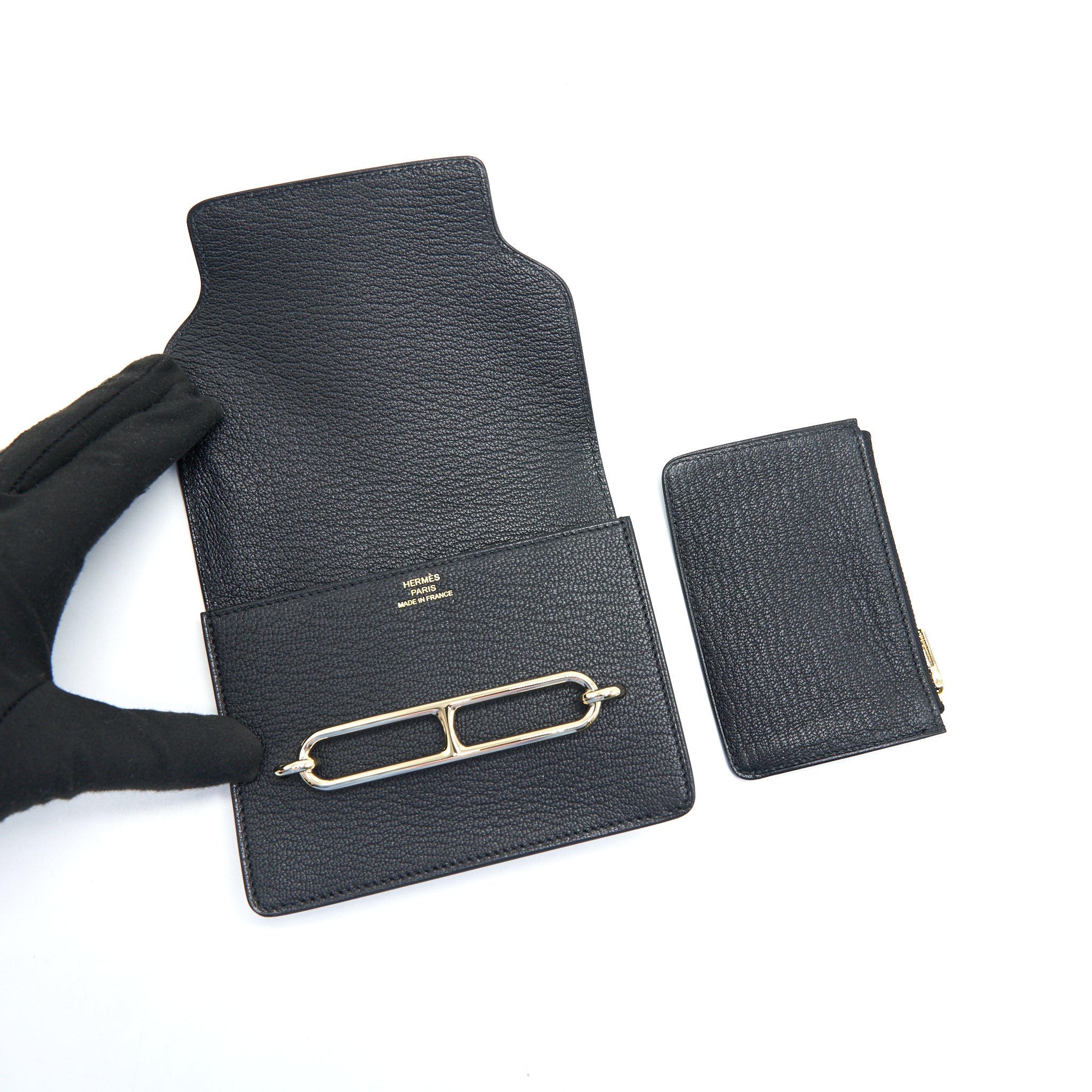 HERMES ROULIS SLIM WALLET EVERCOLOR BLACK GHW
