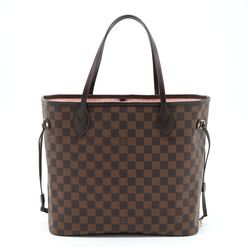 LOUIS VUITTON NEVERFULL MM DAMIER EBENE CANVAS / ROSE BALLERINE
