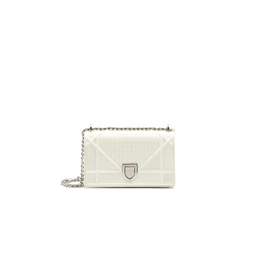 DIOR MINI DIORAMA BAG WHITE WITH SHW