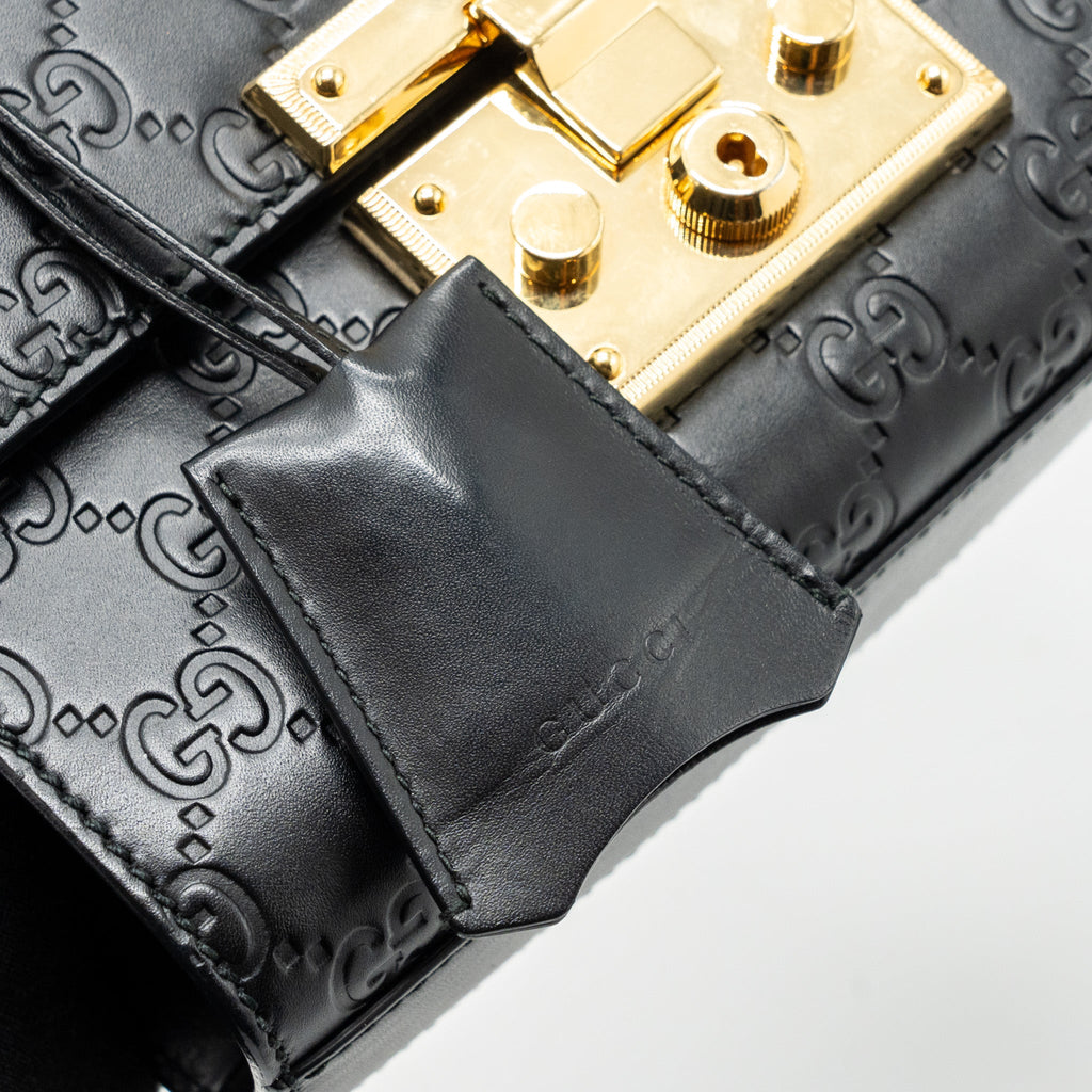 GUCCI PADLOCK CHAIN BAG CALFSKIN BLACK GHW