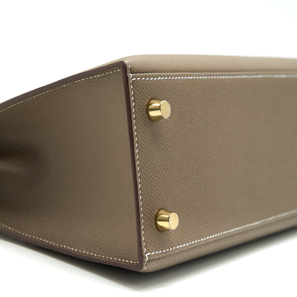 HERMES KELLY 25 SELLIER ETOUPE EPSOM LEATHER GHW