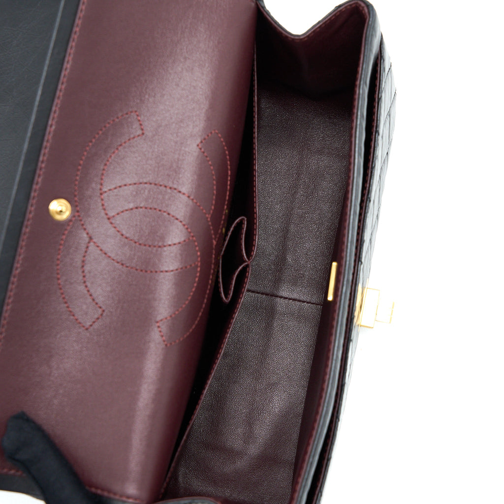 CHANEL 2.55 REISSUE 226 AGED CALFSKIN BLACK BRUSHED GHW (MICROCHIP)