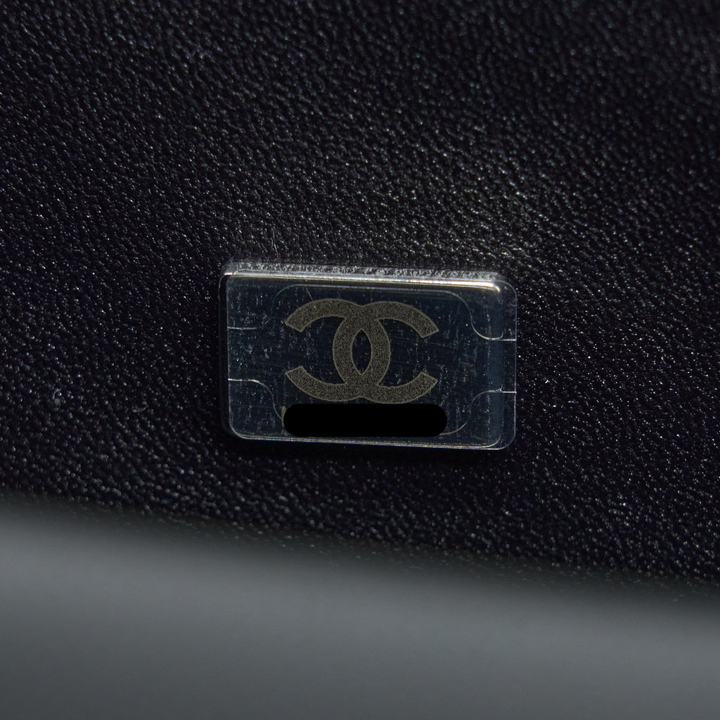CHANEL SMALL BOY BAG CAVIAR BLACK RUTHENIUM SHW (MICROCHIP)