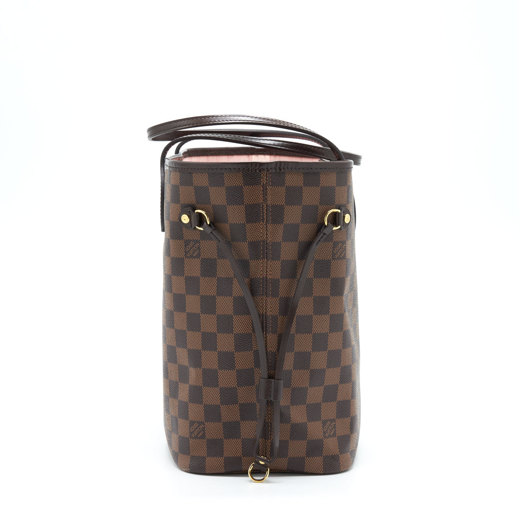 LOUIS VUITTON NEVERFULL MM DAMIER EBENE CANVAS / ROSE BALLERINE