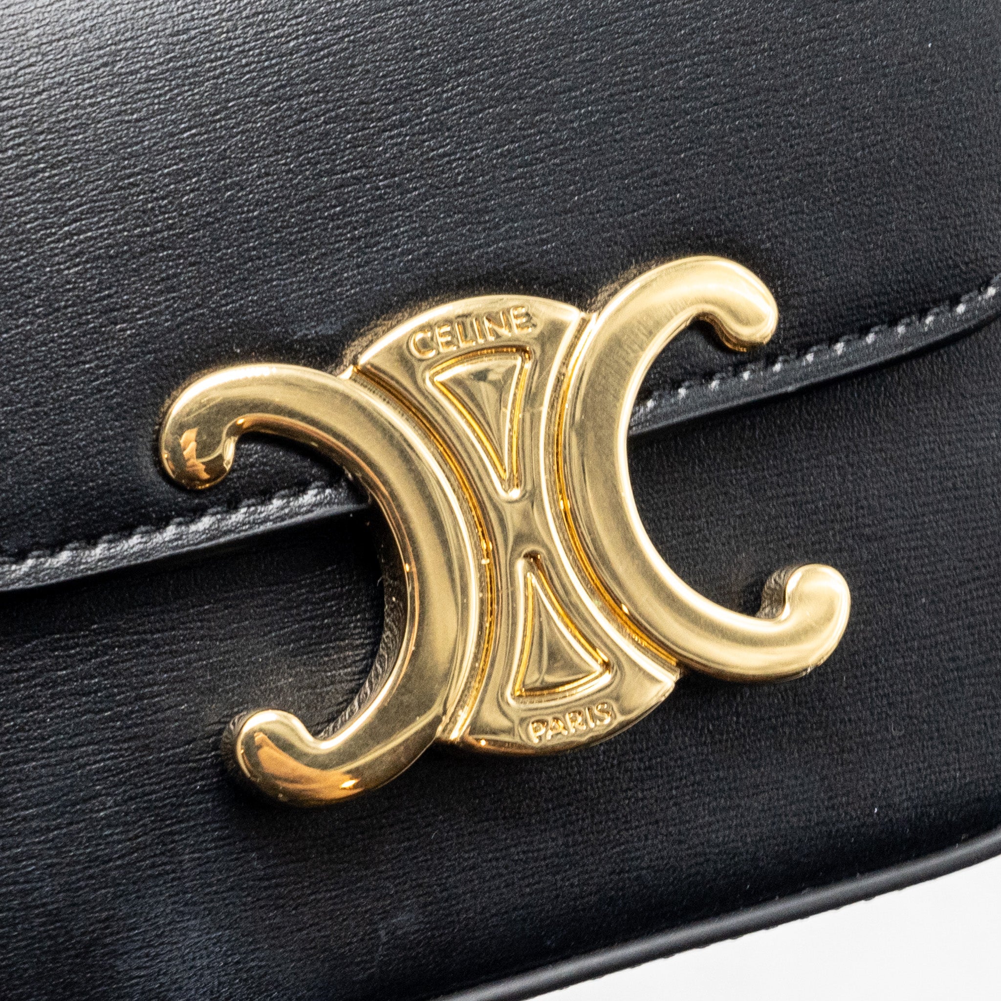 CELINE MINI TRIOMPHE SHINY CALFSKIN BLACK GHW
