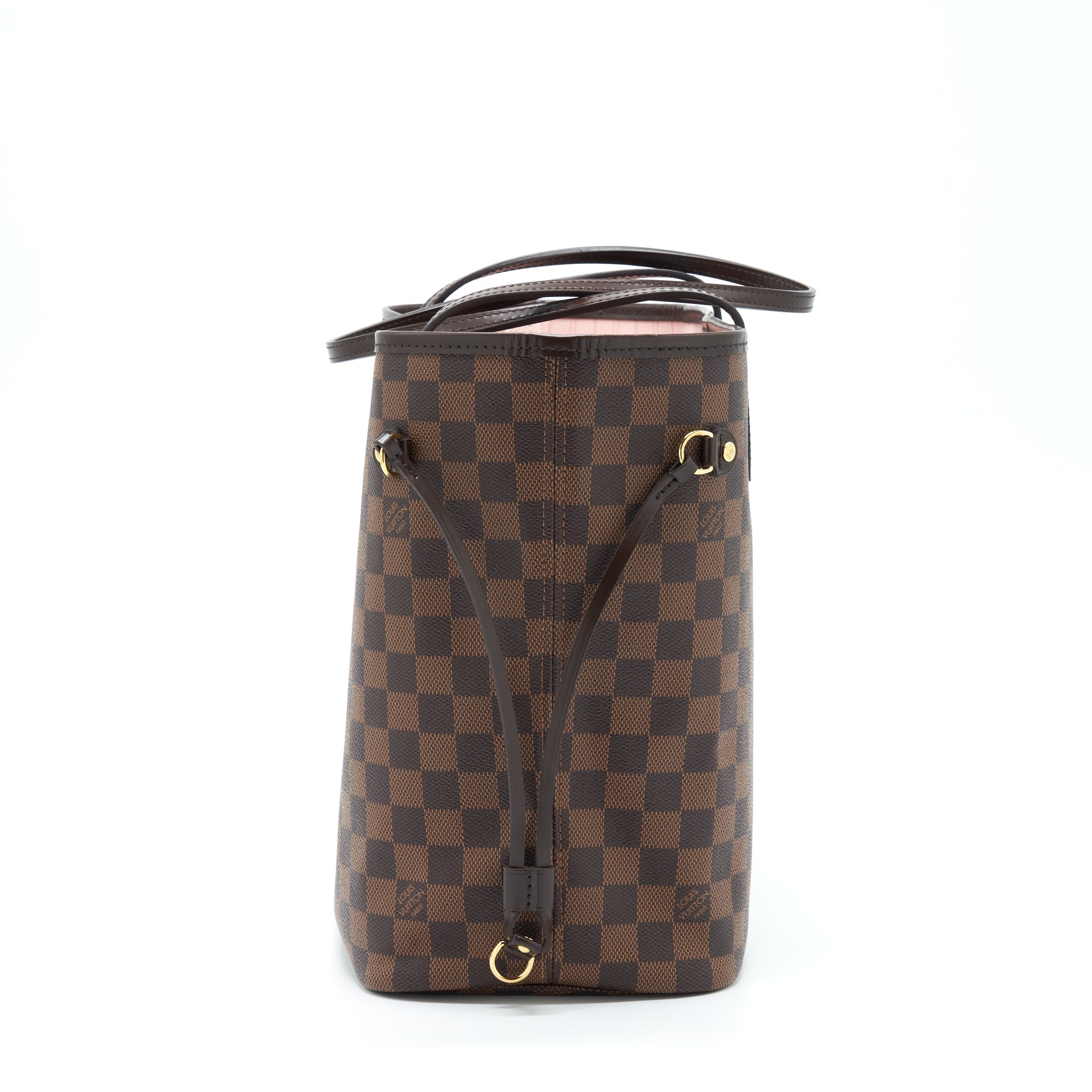 LOUIS VUITTON NEVERFULL MM DAMIER EBENE CANVAS / ROSE BALLERINE