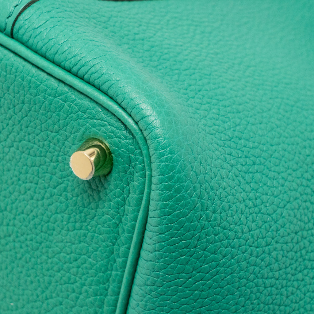 HERMES PICOTIN 18 LOCK BAG TAURILLON MAURICE VERT JADE GHW