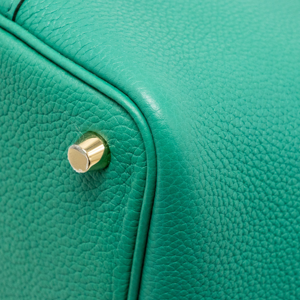 HERMES PICOTIN 18 LOCK BAG TAURILLON MAURICE VERT JADE GHW