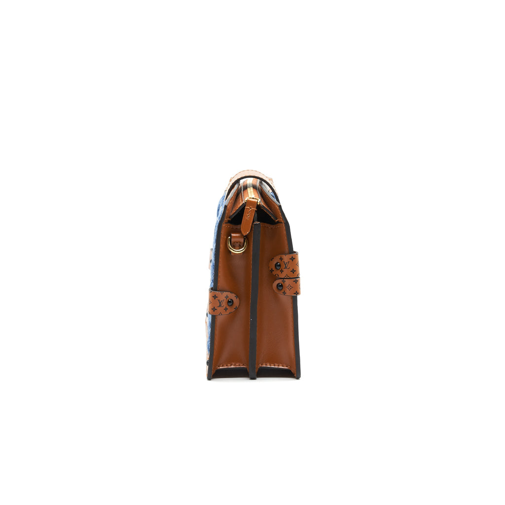 LOUIS VUITTON TRUNK CLUTCH MALLETAGE DENIM WITH MONOGRAM LEATHER