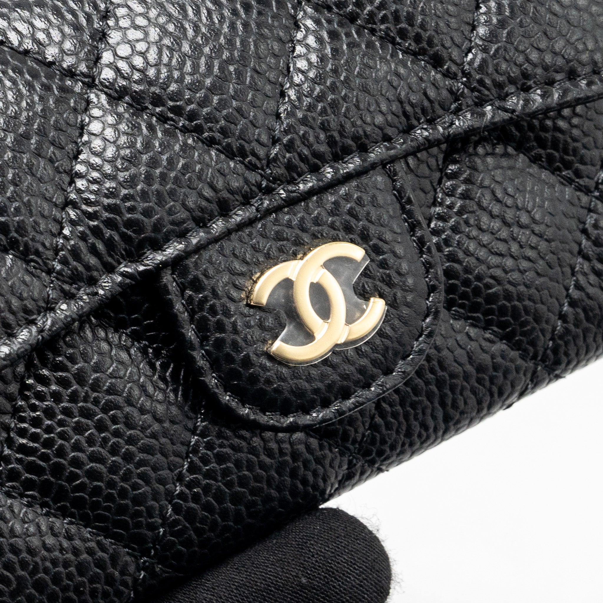 CHANEL CLASSIC FLAP CARD HOLDER CAVIAR BLACK GHW (MICROCHIP)