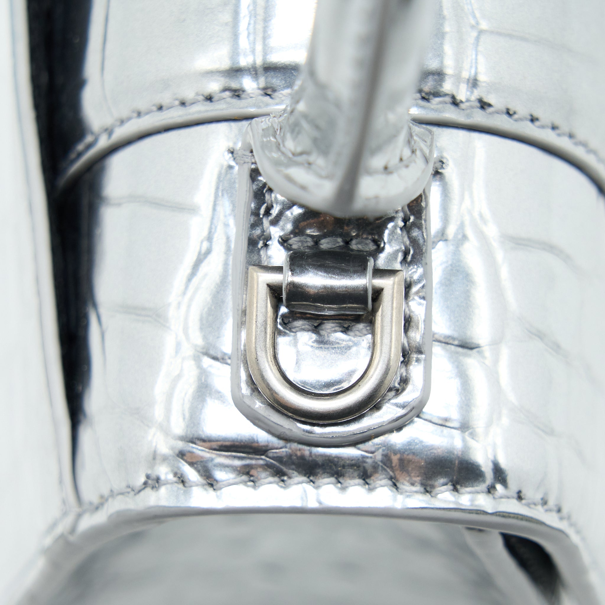BALENCIAGA HOURGLASS XS EMBOSSED CALFSKIN SILVER SHW